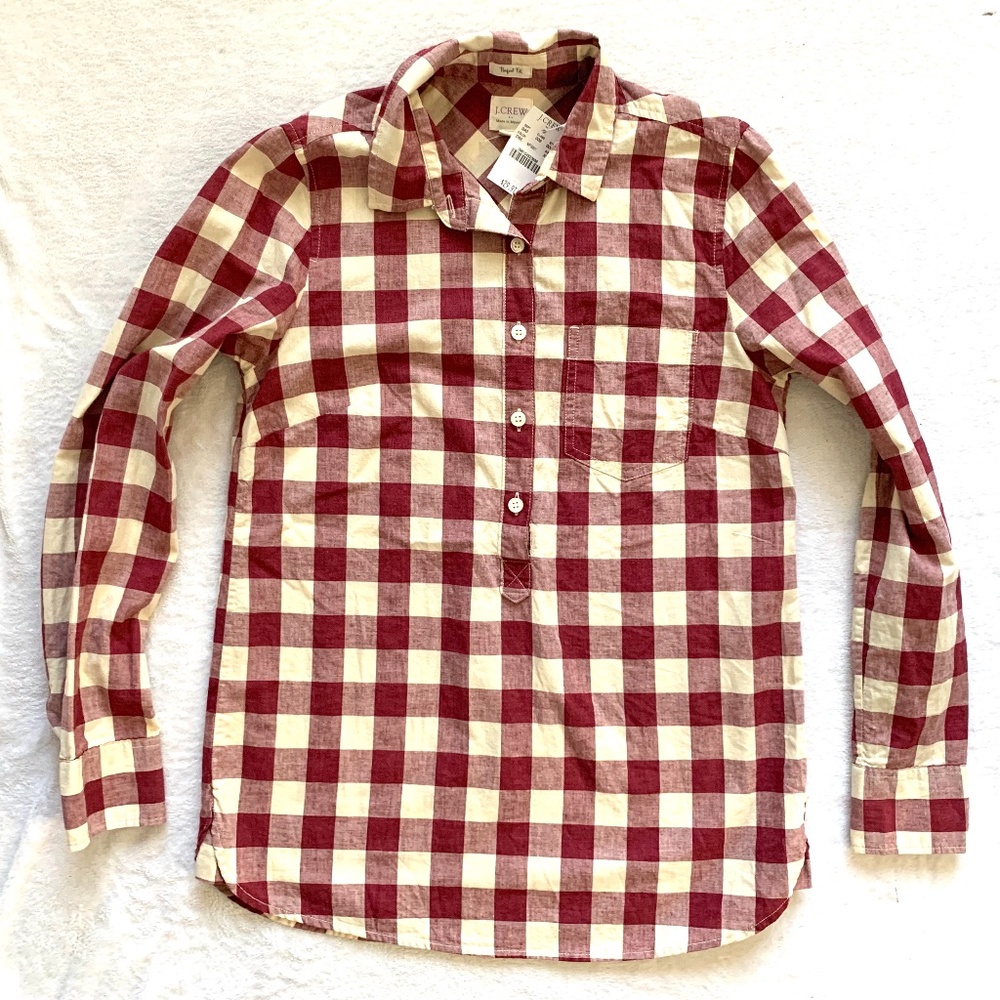 NWT J. Crew Gingham Homespun Shirt in Perfect Fit Size XS